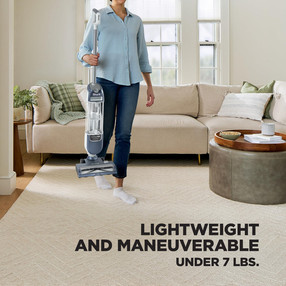 Shark Freestyle Max LED headlights illuminating hidden debris for thorough cleaning