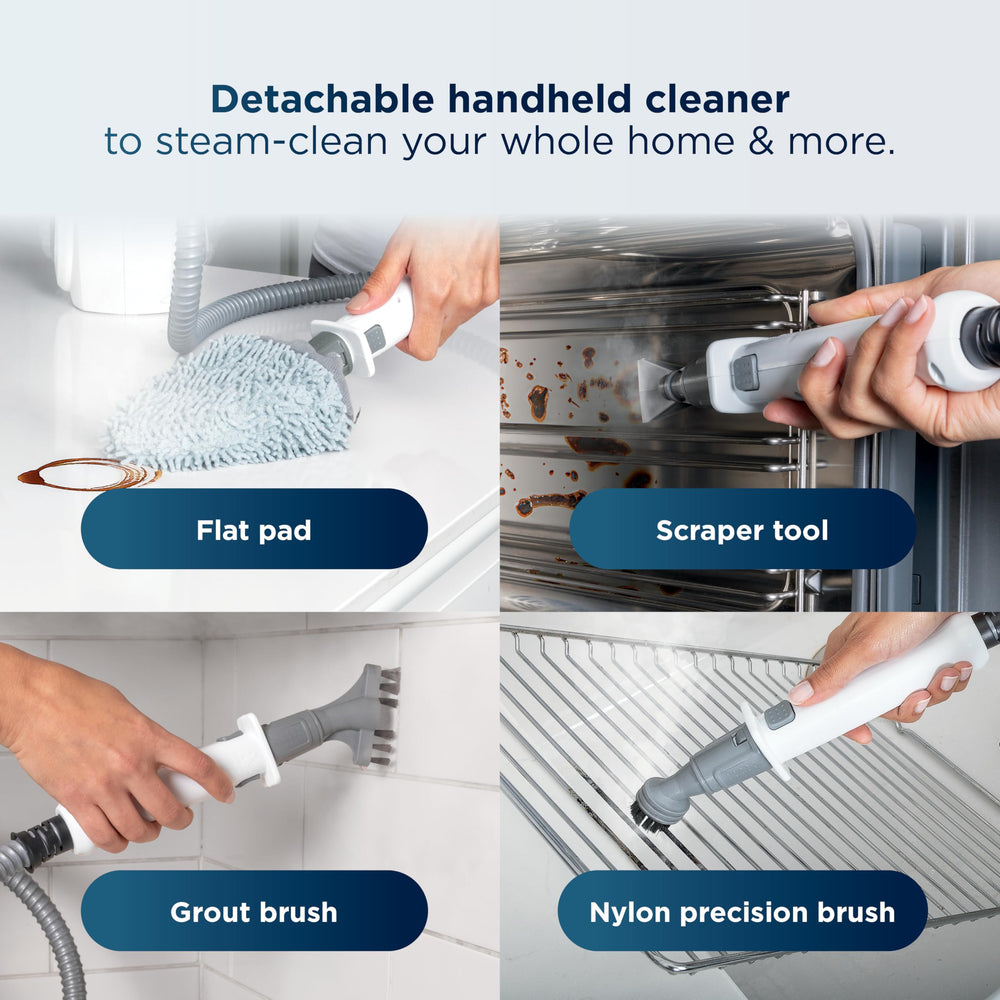 Shark S3972BRN close-up of reversible two-sided pad, scrubbing and soft microfiber