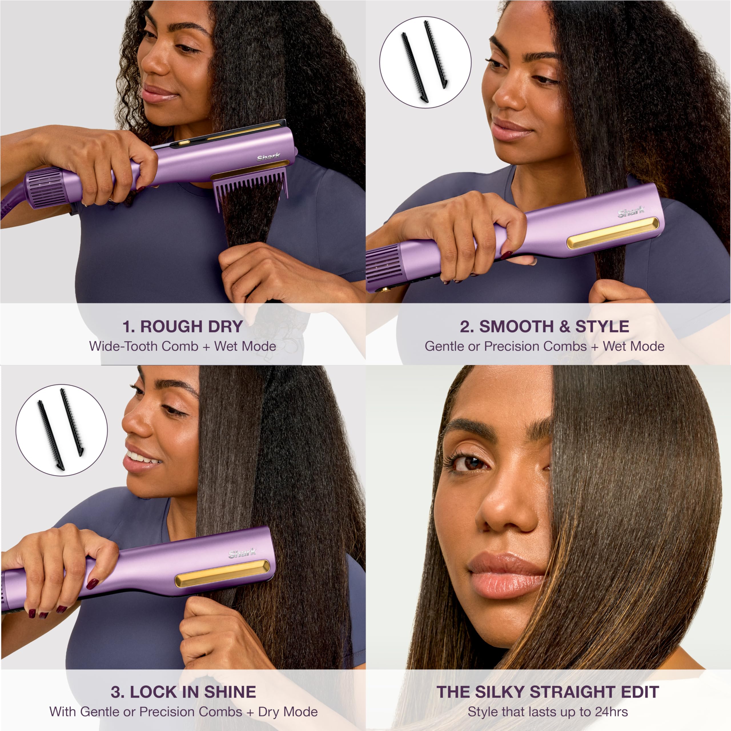 Shark SilkiPro gentle comb attachment adding body while smoothing frizz
