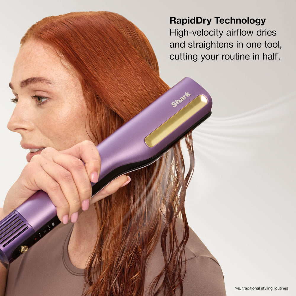 Shark SilkiPro finishing dry hair into a glossy straight style for polished results