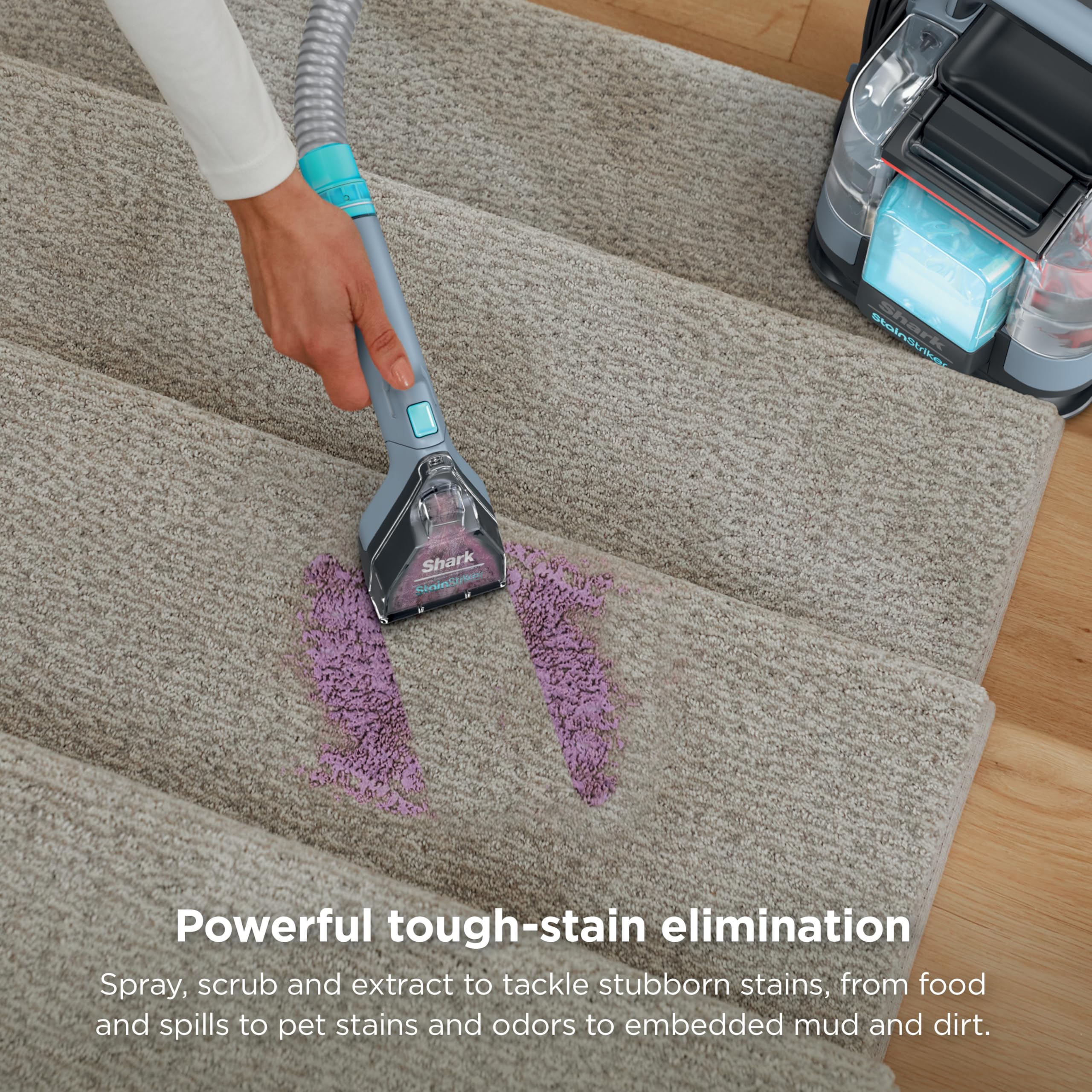 Reversible bristle tool detail from Shark showing scrubbing action for fibers