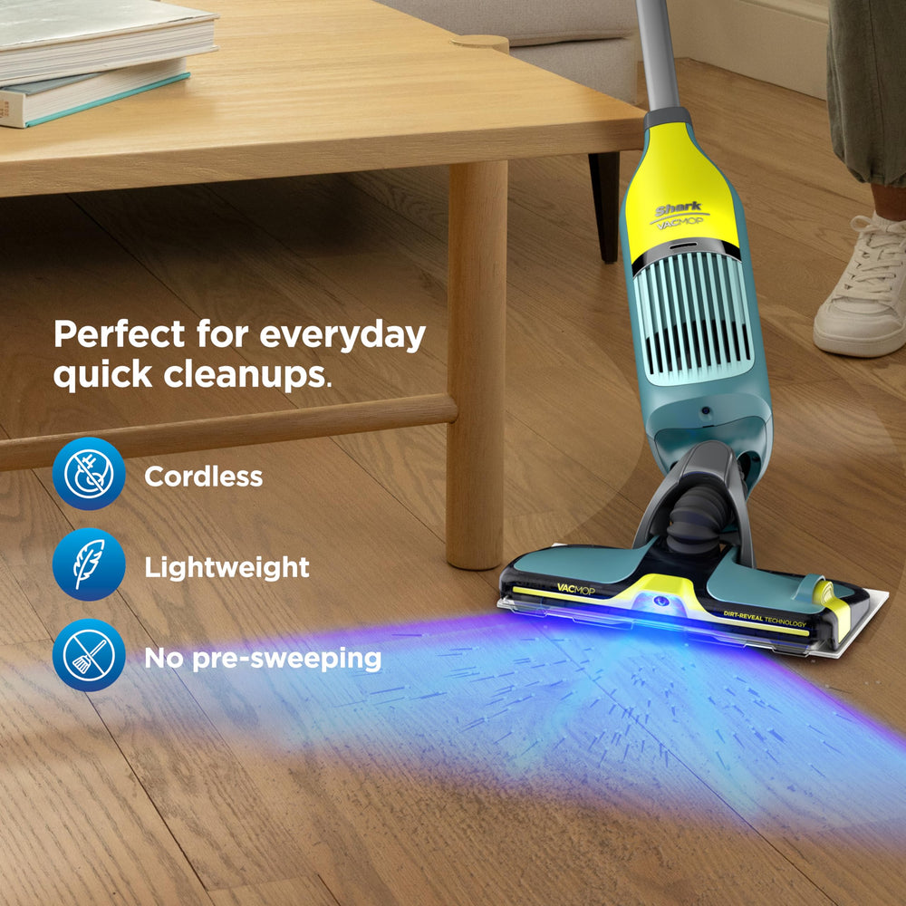 Shark VACMOP limpiando suelos de cocina junto a mascota para control de olores