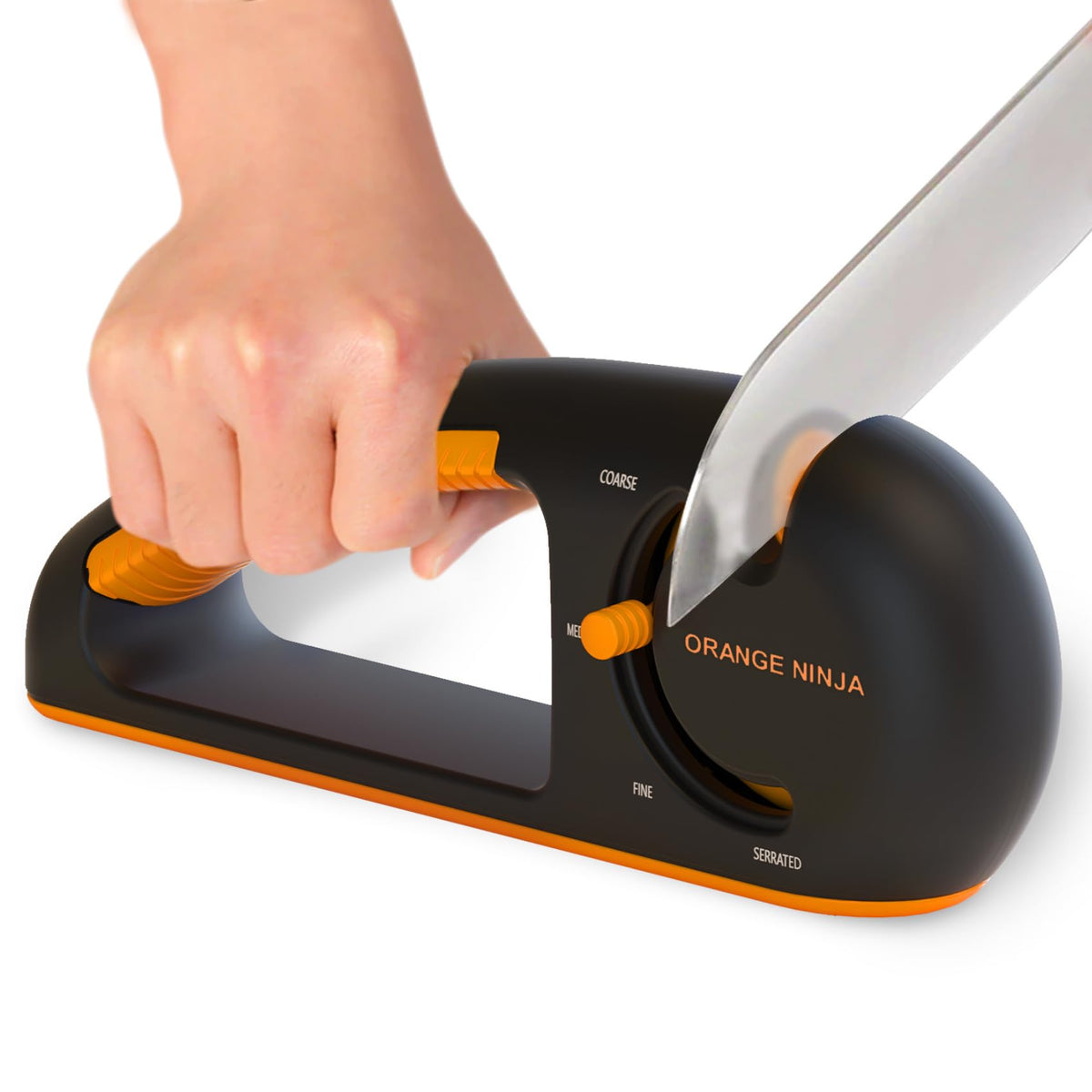 Sharp Pebble Orange Ninja frontal mostrando las cuatro ranuras y beneficio de versatilidad