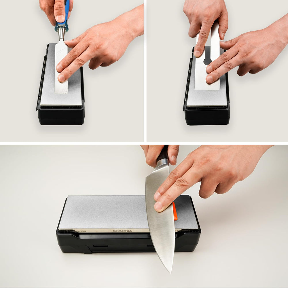 SHARPAL storage box and manual shown for organized storage and easy setup