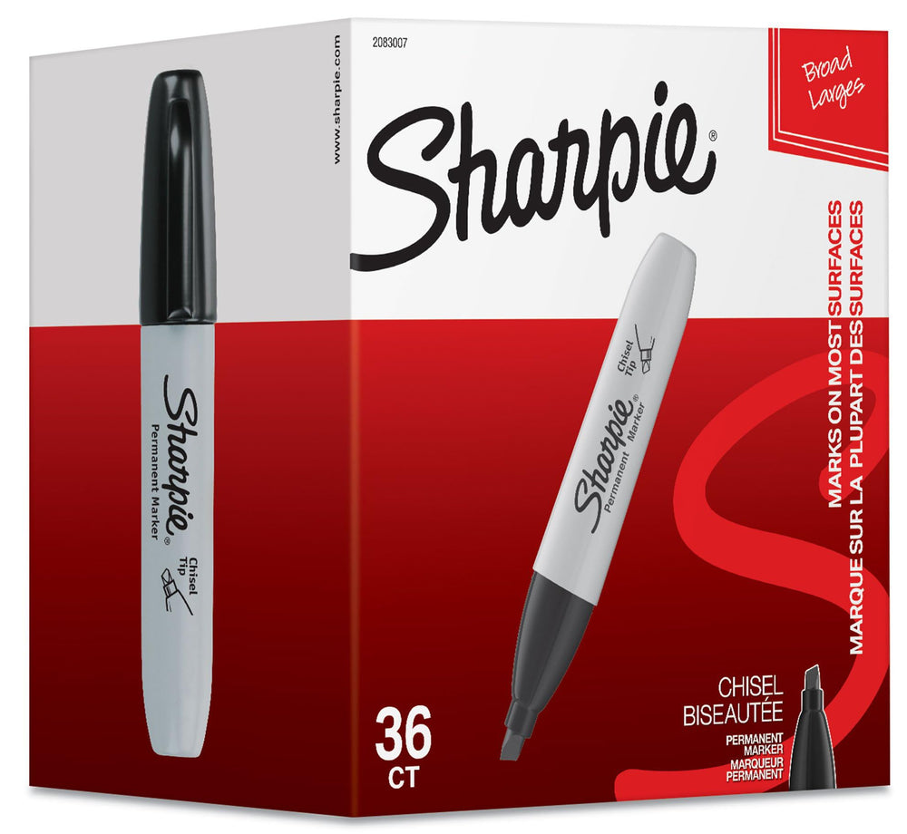 Sharpie paquete 36 frontal mostrando marcadores negros para uso prolongado