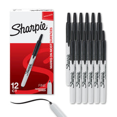 Sharpie marcadores retráctiles frontal paquete mostrando 12 unidades y conveniencia