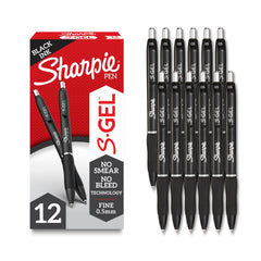 Sharpie S-Gel pack frontal mostrando 12 bolígrafos y presentación profesional