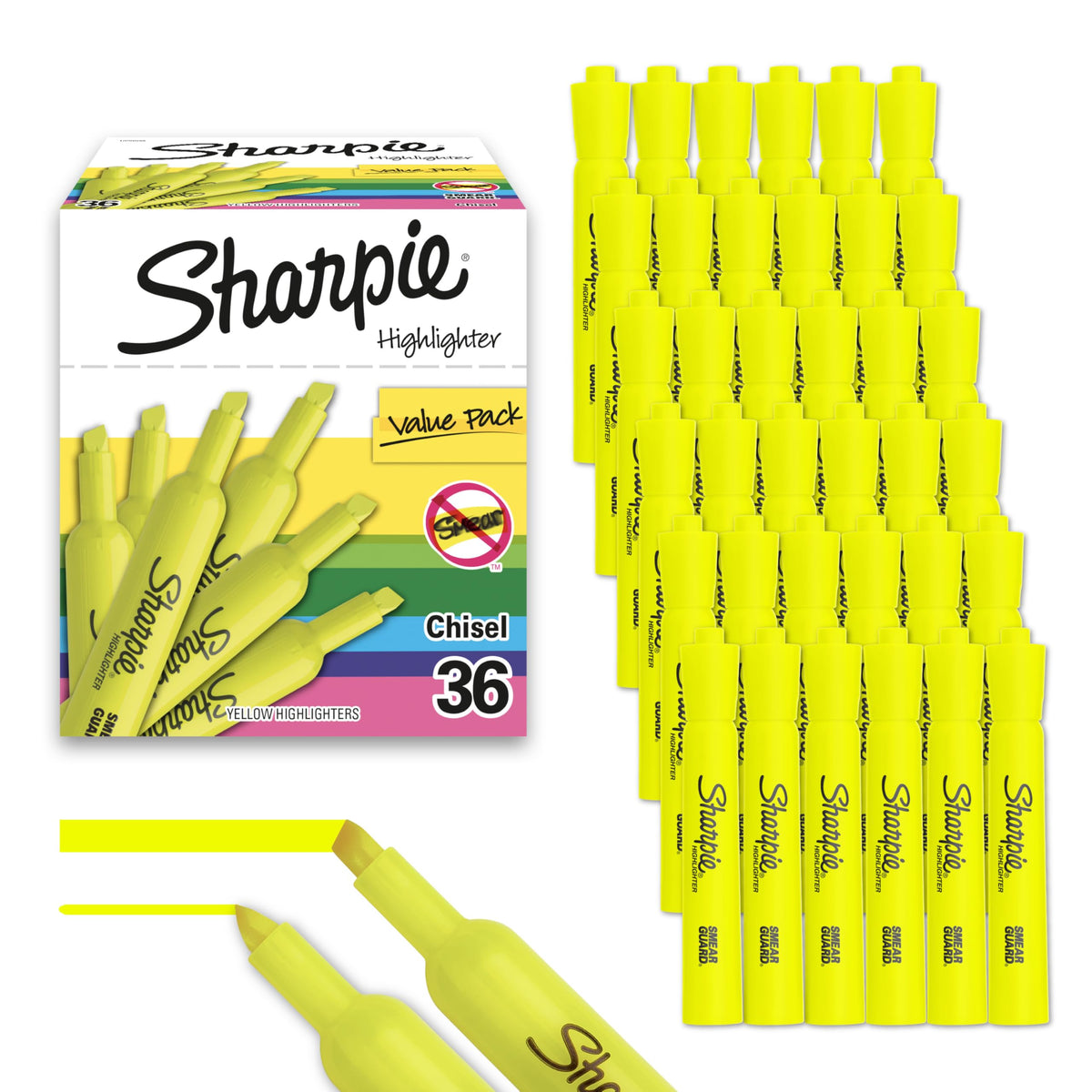 Sharpie resaltador frontal paquete 36 unidades muestra disponibilidad