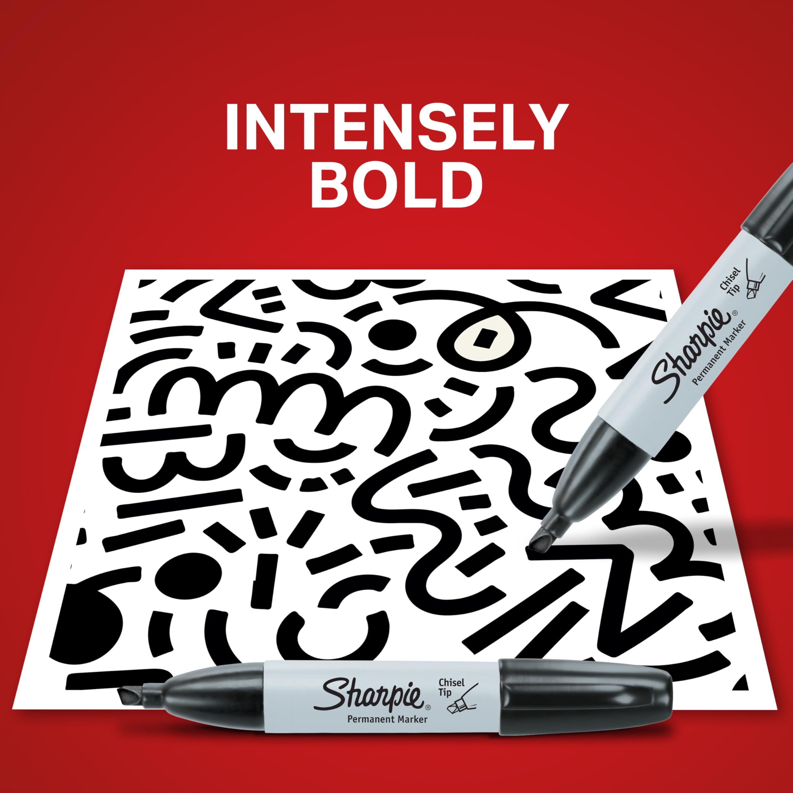 Trazo de tinta Sharpie brillante demostrando alta visibilidad y contraste