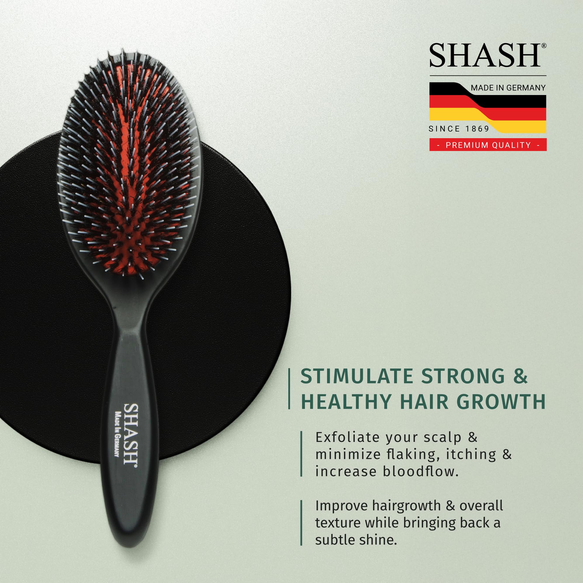 SHASH brushing a section of hair to show detangling and smoothing action