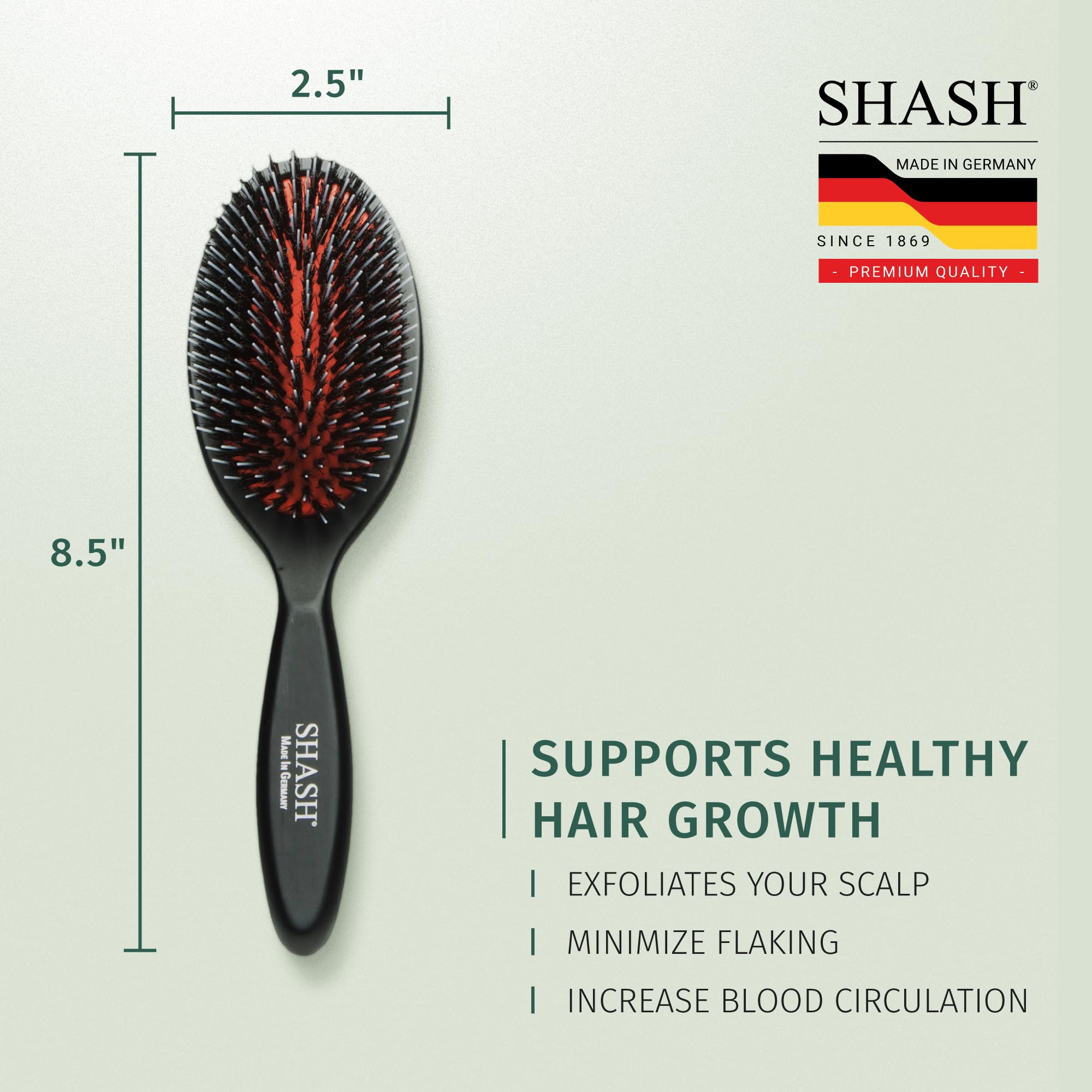SHASH brush used on damp hair to minimize breakage and reduce frizz