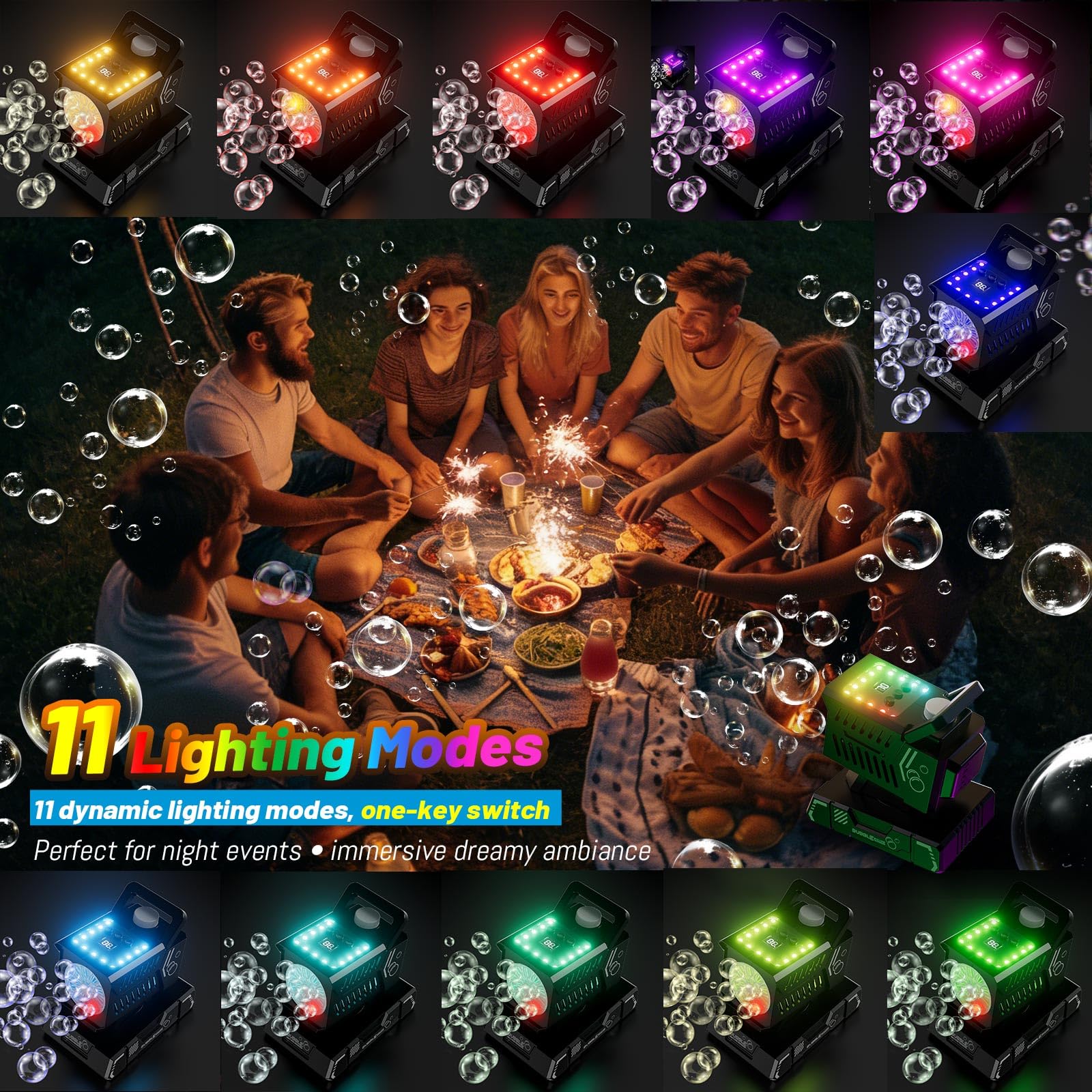 SHCKE primer plano de las 11 luces RGB para atmósferas variadas