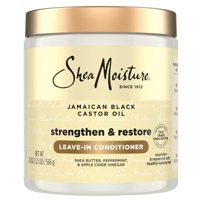 Shea Moisture botella frontal 20 oz mostrando diseño y uso fácil