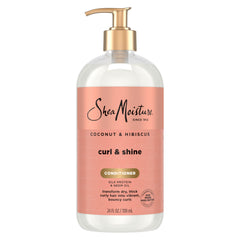 Shea Moisture envase frontal Coconut & Hibiscus mostrando etiqueta y tamaño 24 oz beneficio hidratación