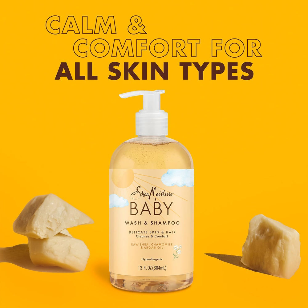 SheaMoisture envases de 13 oz junto a una regla para escala