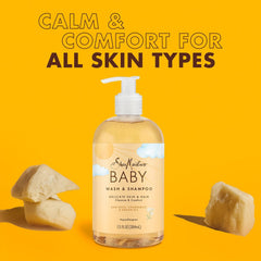 SheaMoisture envases de 13 oz junto a una regla para escala