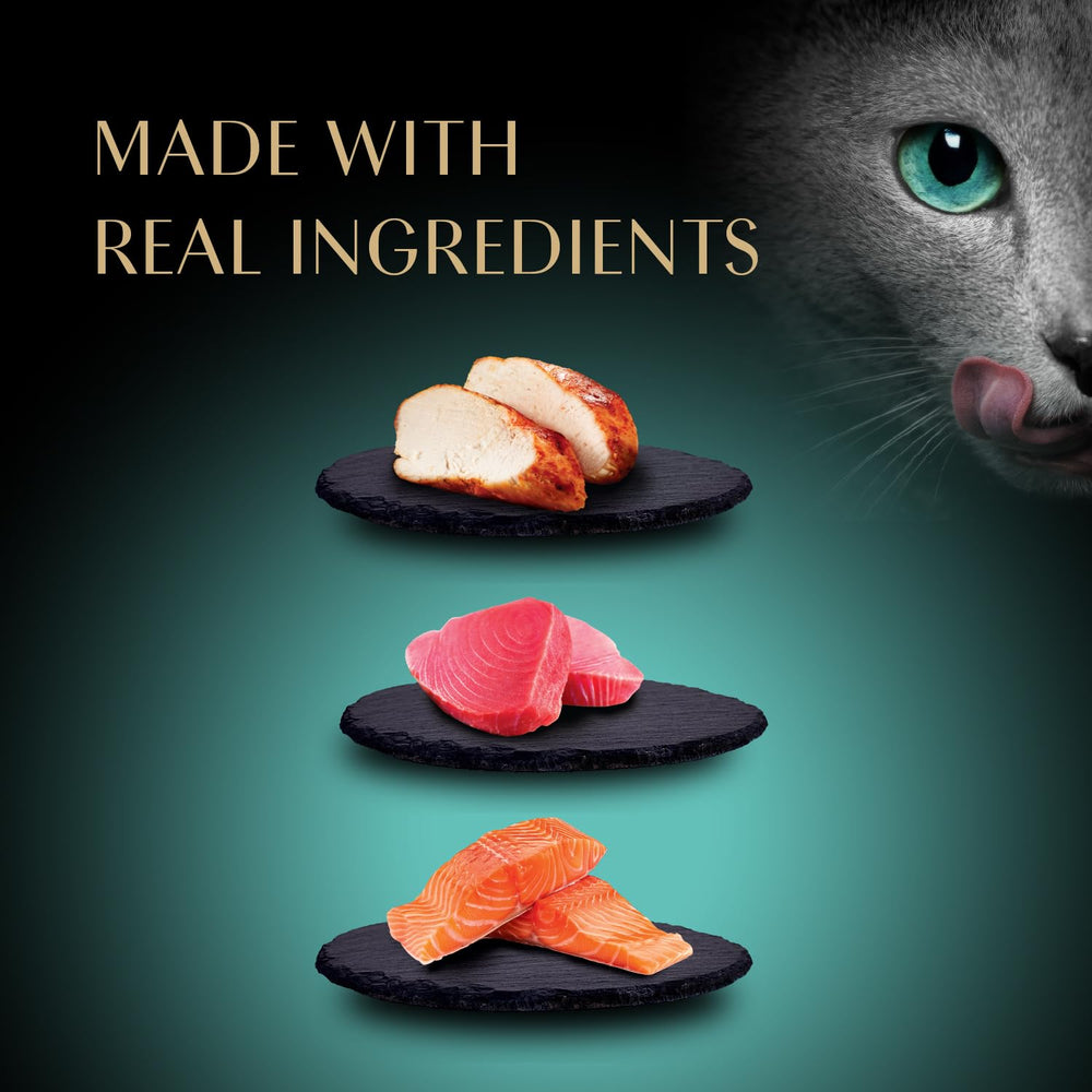 Sheba etiqueta con ingredientes principales clara y centrada en proteína