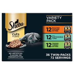 Sheba front packaging variety pack showing assortment and convenience
