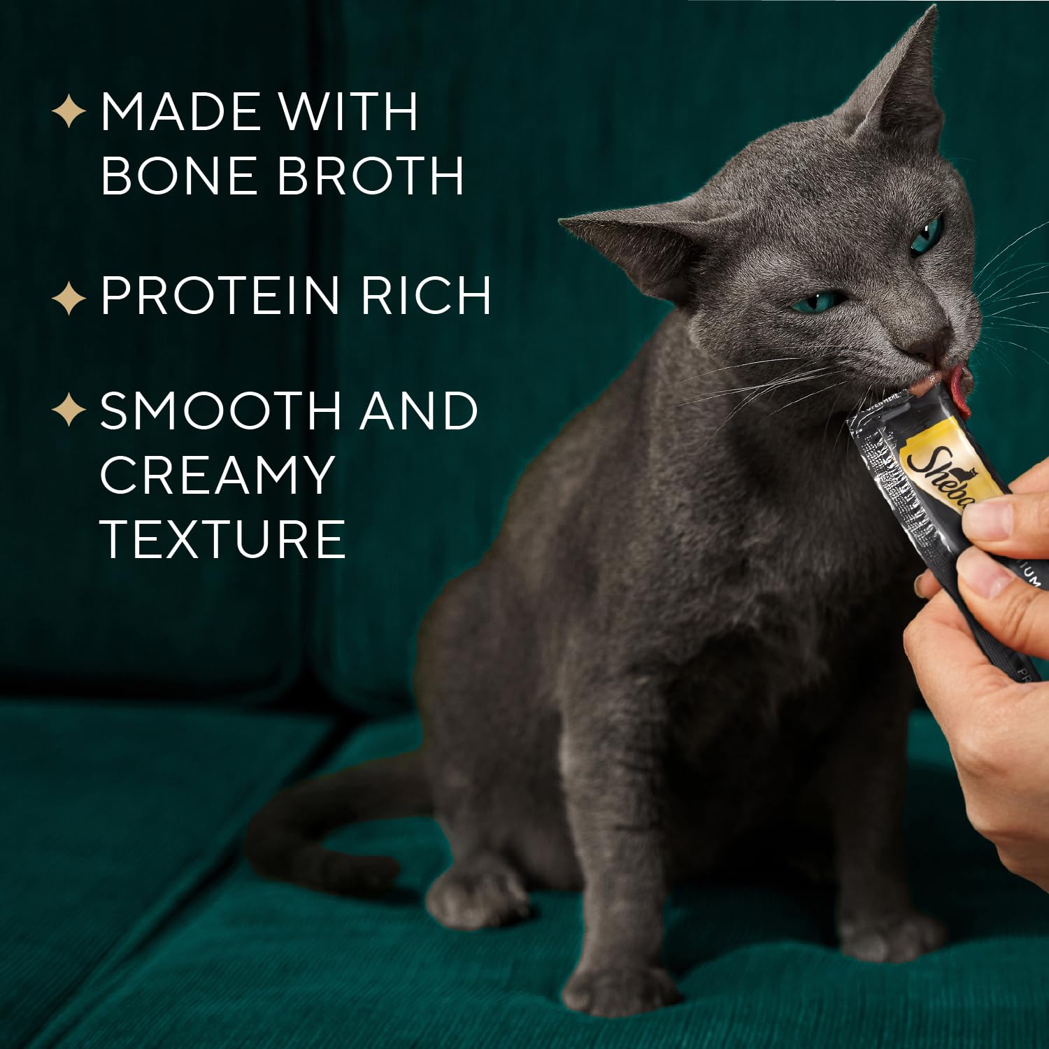 Sheba textura en primer plano crema lamiable que atrae al gato