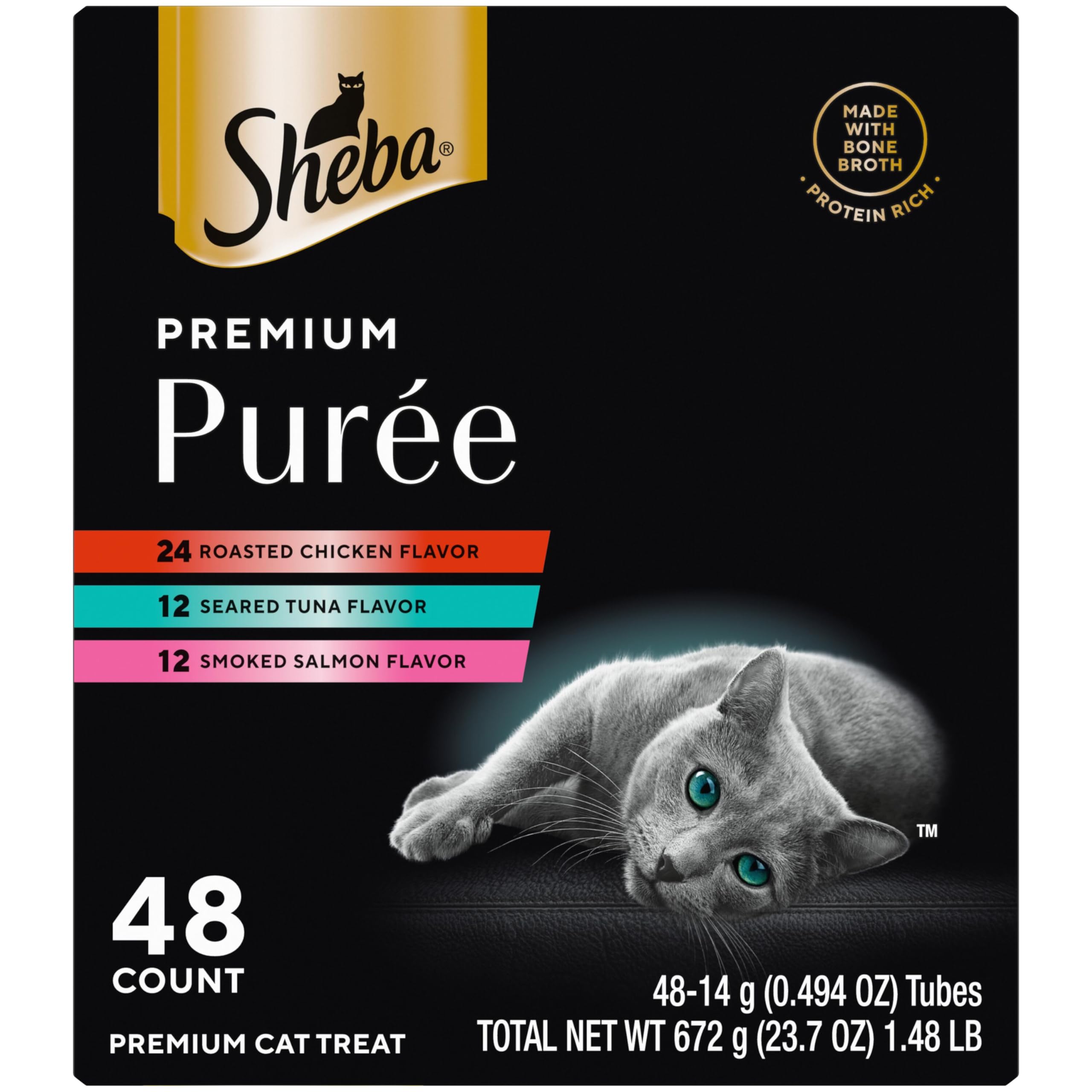 Sheba tubo frente del paquete mostrando la presentación y conveniencia