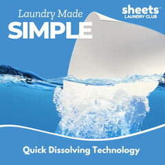 Sheets Laundry Club hoja en mano demostrando dosificación simple