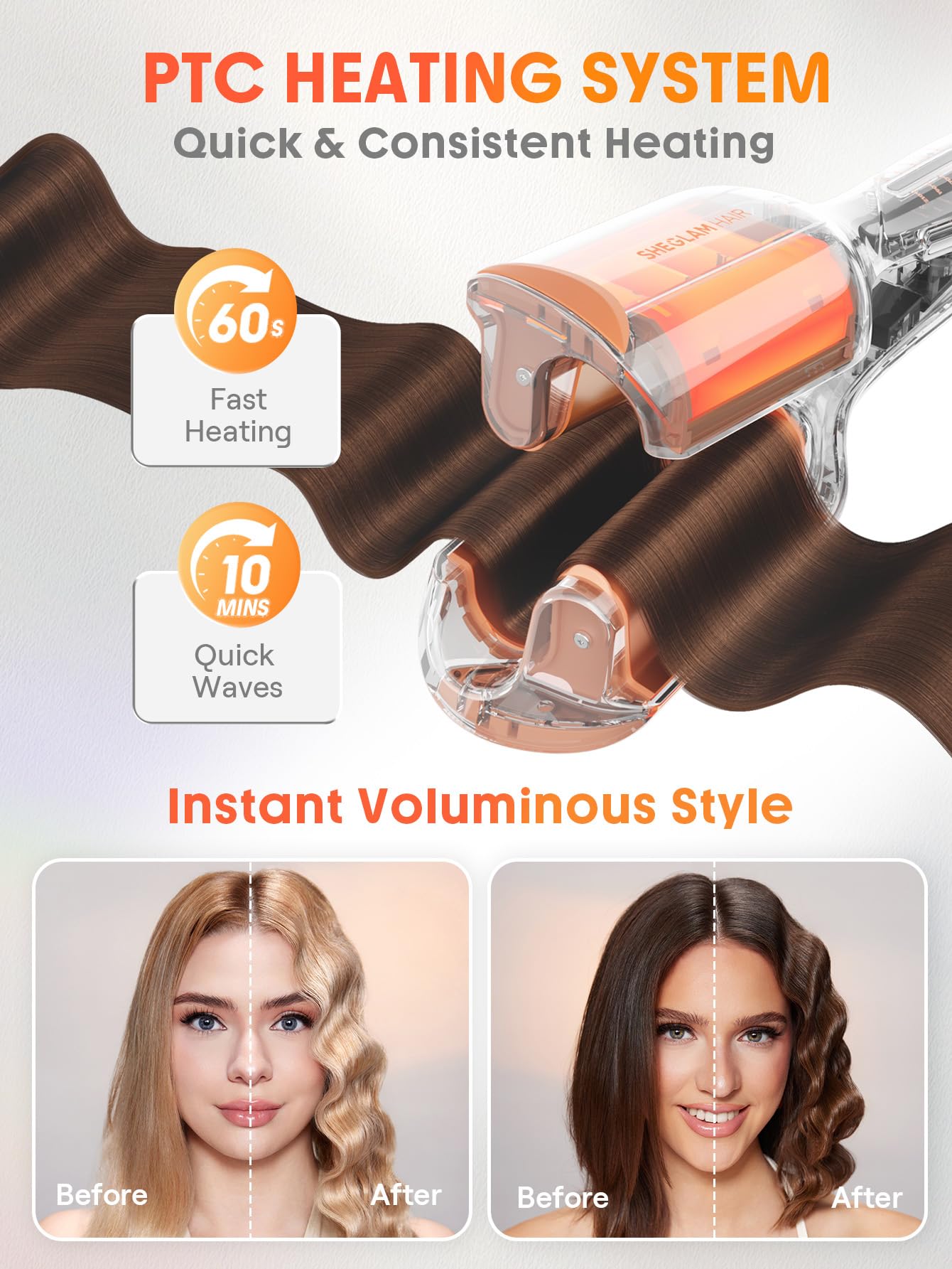 SHEGLAM panel con temporizador y ajustes de temperatura visibles