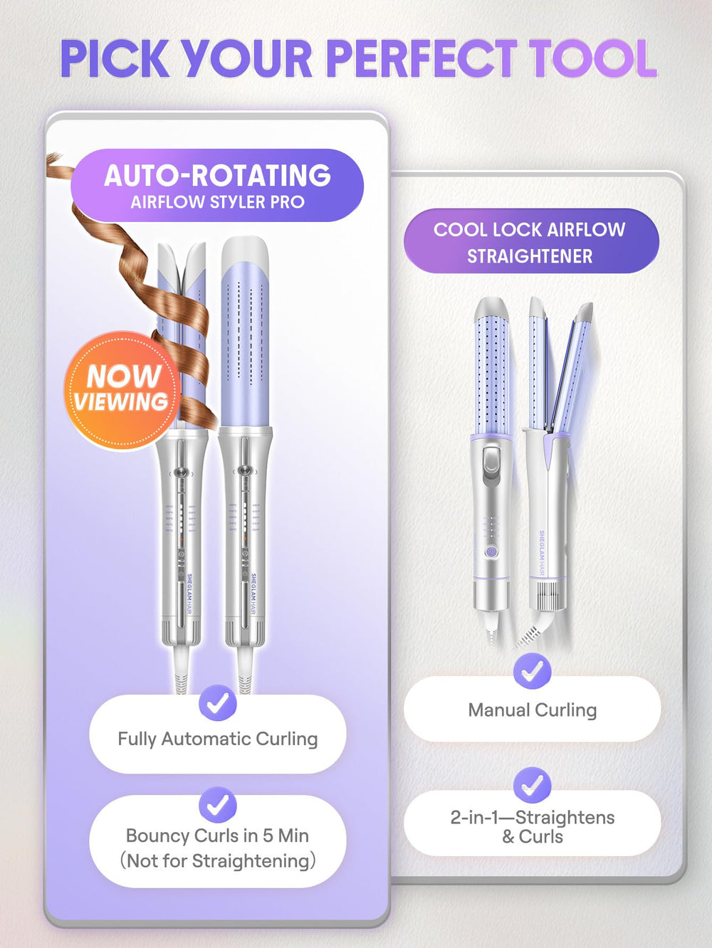 SHEGLAM styler en uso creando rizo uniforme y sin tirones