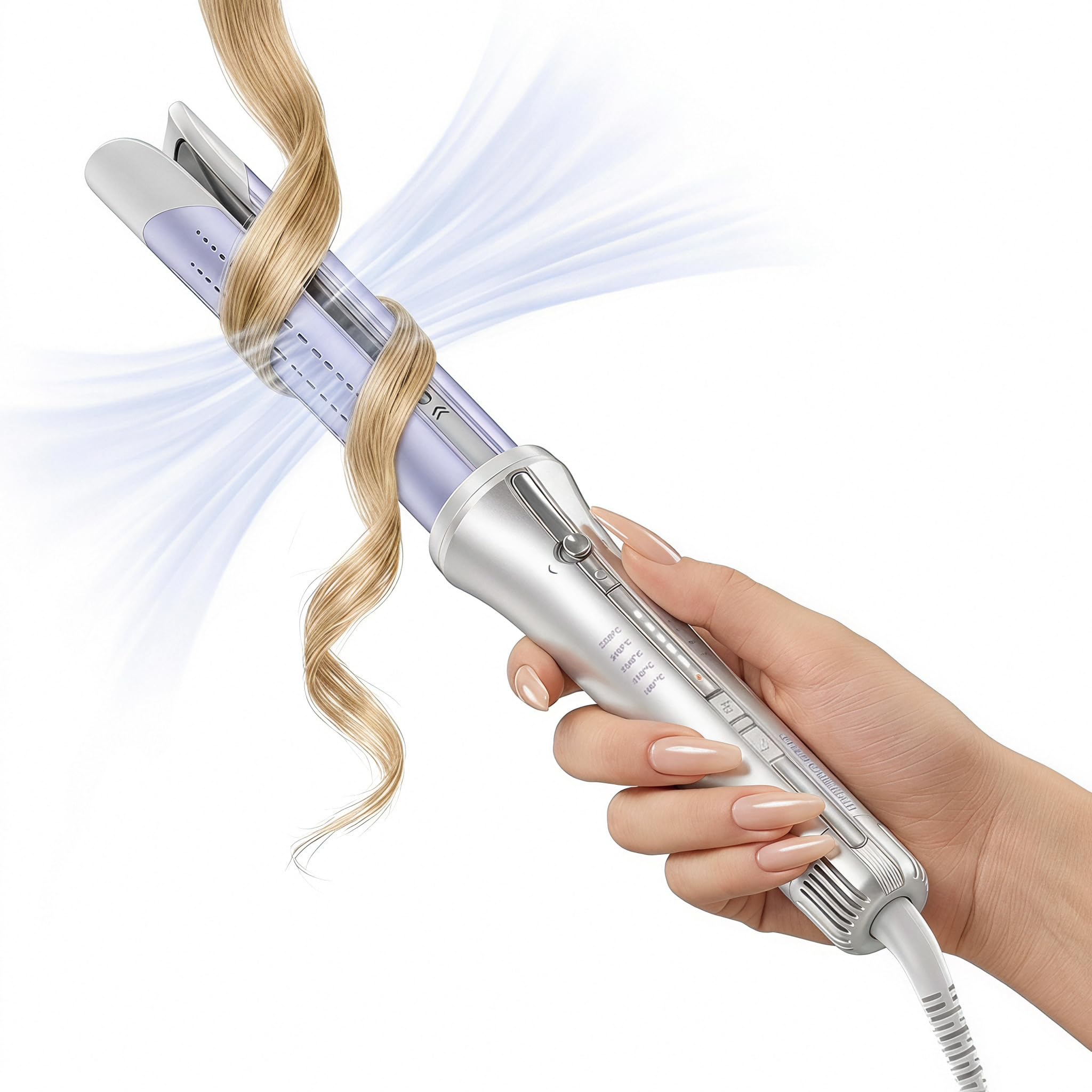 SHEGLAM vista frontal del styler con diseño seguro y manejo rápido