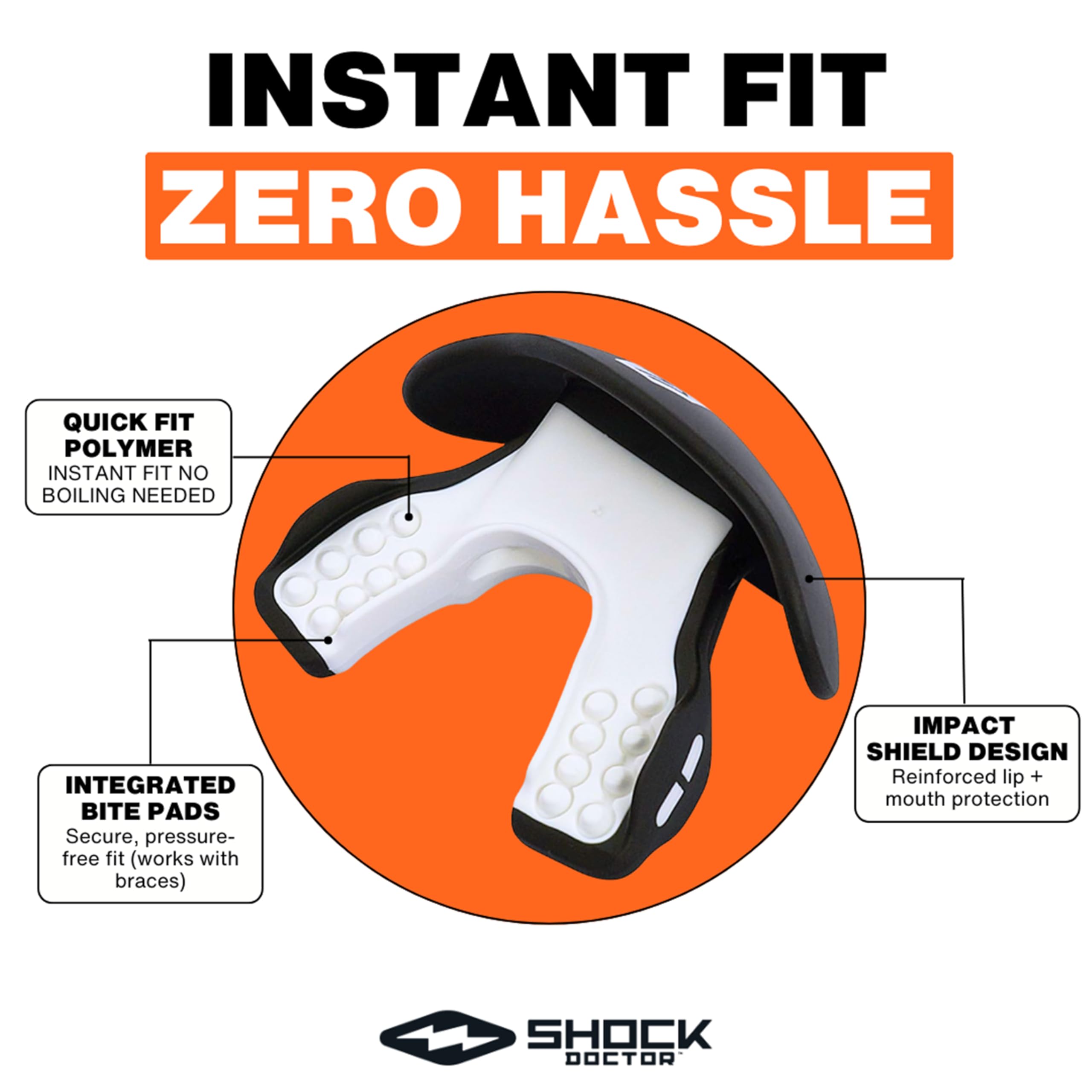 Shock Doctor textura del polímero flexible, comodidad y ajuste sin moldear