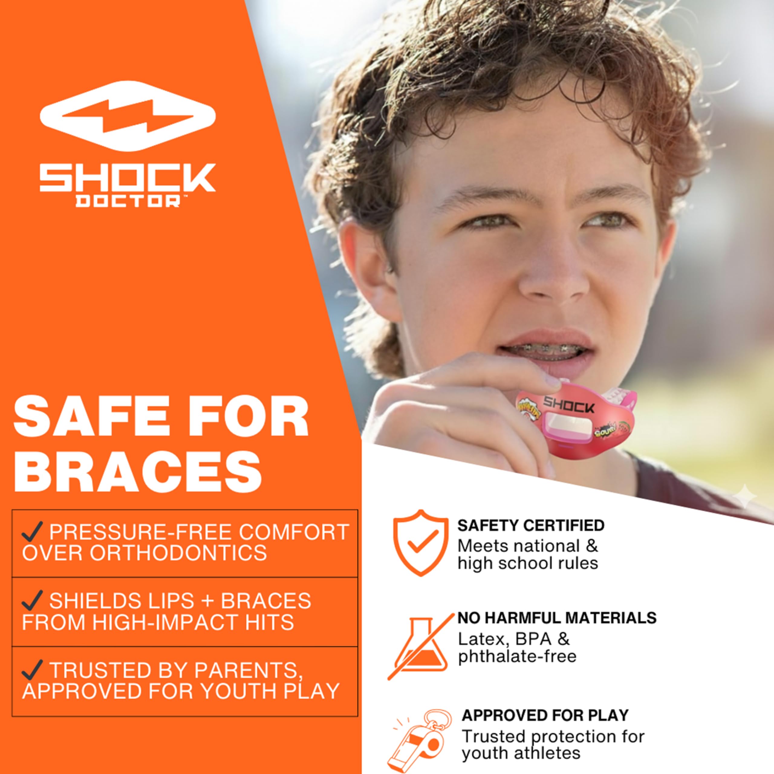 Shock Doctor textura del polímero flexible confort y ajuste continuo