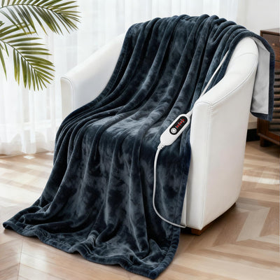 Shodu manta extendida en cama, calidez regulable para noches más cómodas