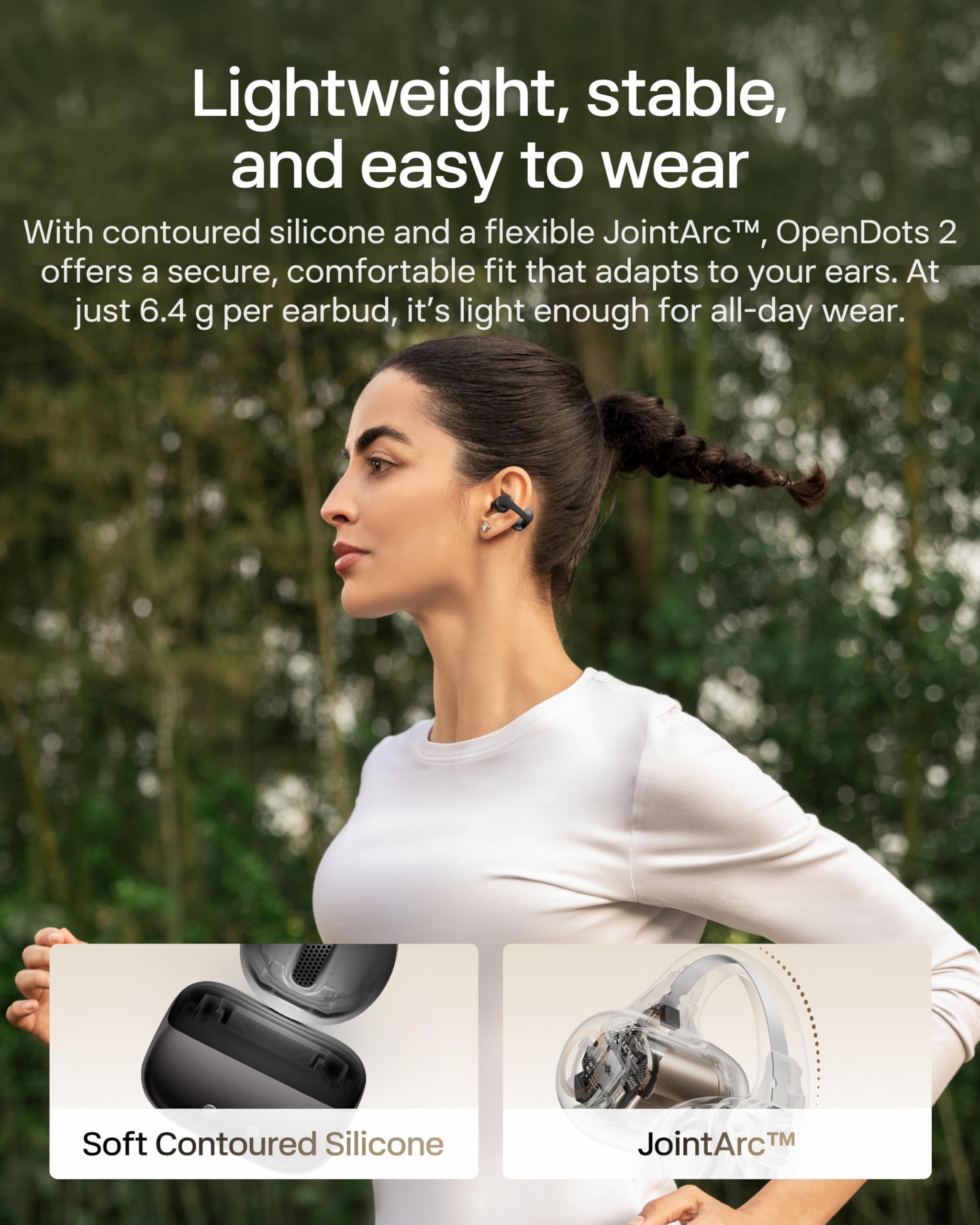SHOKZ OpenDots 2 charging case open displaying compact storage and extended battery