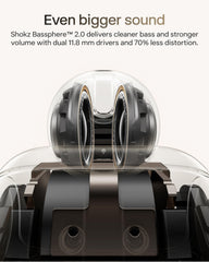 SHOKZ OpenDots 2 closeup of driver and diaphragm showcasing improved bass clarity