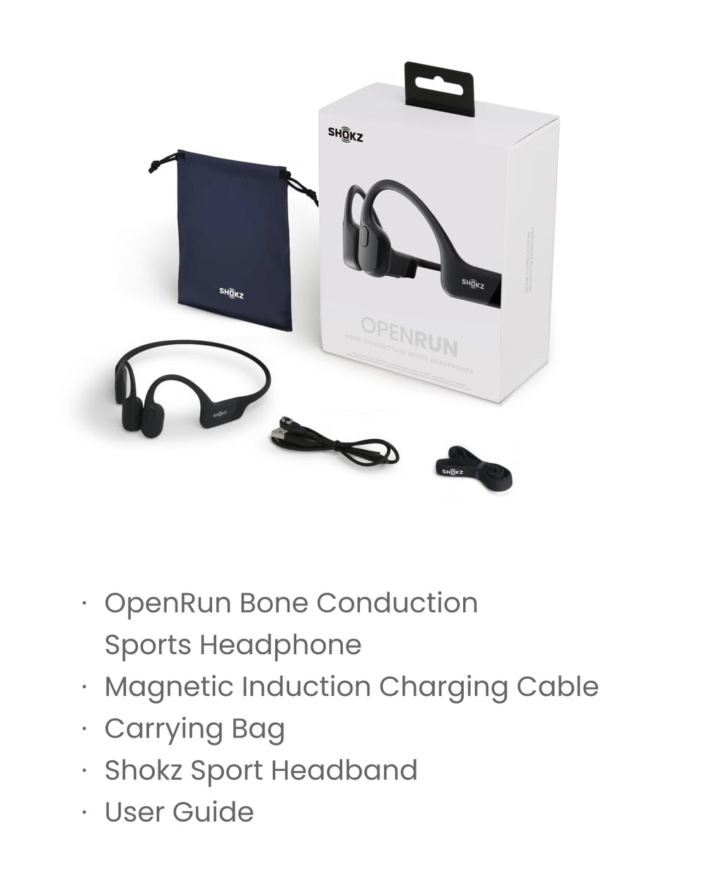 SHOKZ OpenRun estuche y accesorios incluidos para transporte ordenado