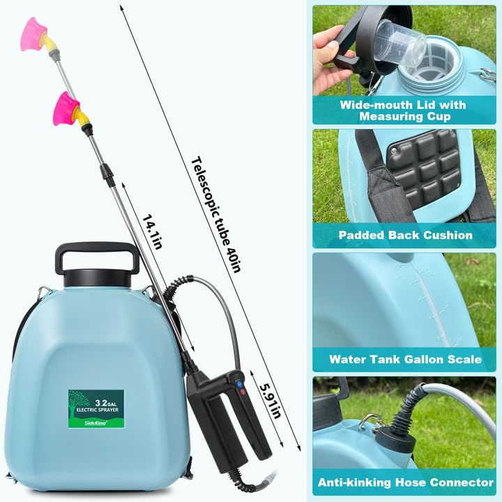 SideKing operator using sprayer in garden highlighting portability and hands-free operation