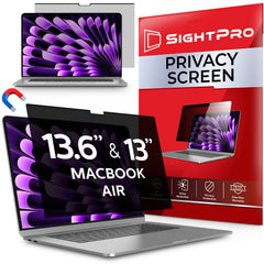 SightPro vista frontal del protector mostrando ajuste exacto para MacBook Air