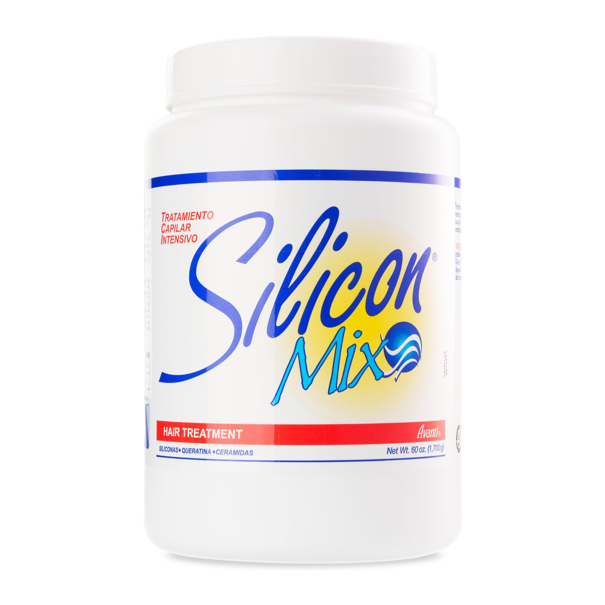 Silicon Mix frasco 60 oz vista frontal con etiqueta clara y efecto profesional
