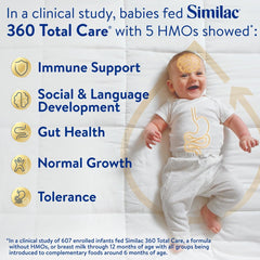 Similac 360 poured into a baby bottle demonstrating no-mix preparation benefit