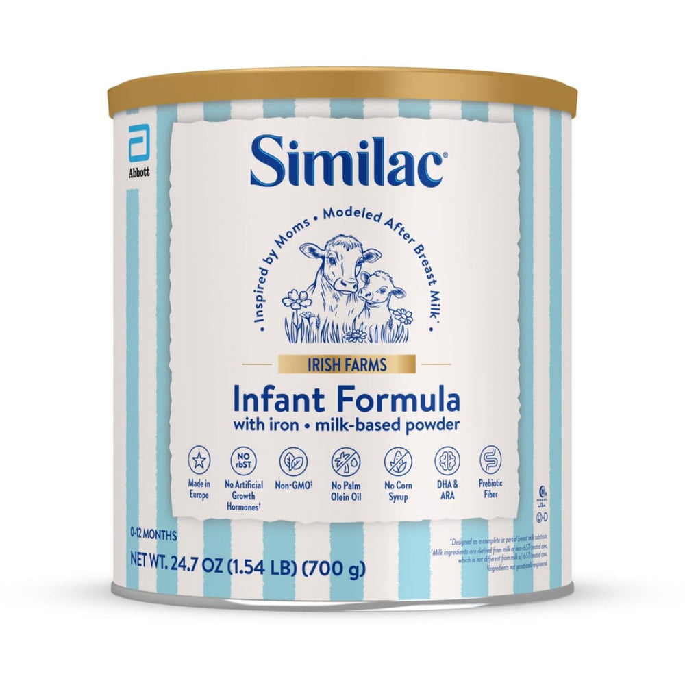 Similac lata frontal 24.7 oz mostrando formato y etiqueta clara