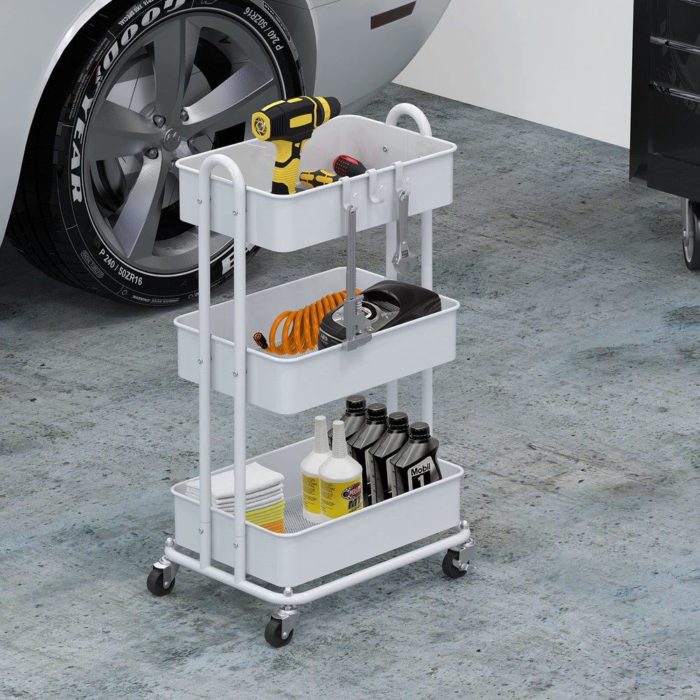 Simple Houseware cart next to counter showing compact scale and fit in narrow gaps
