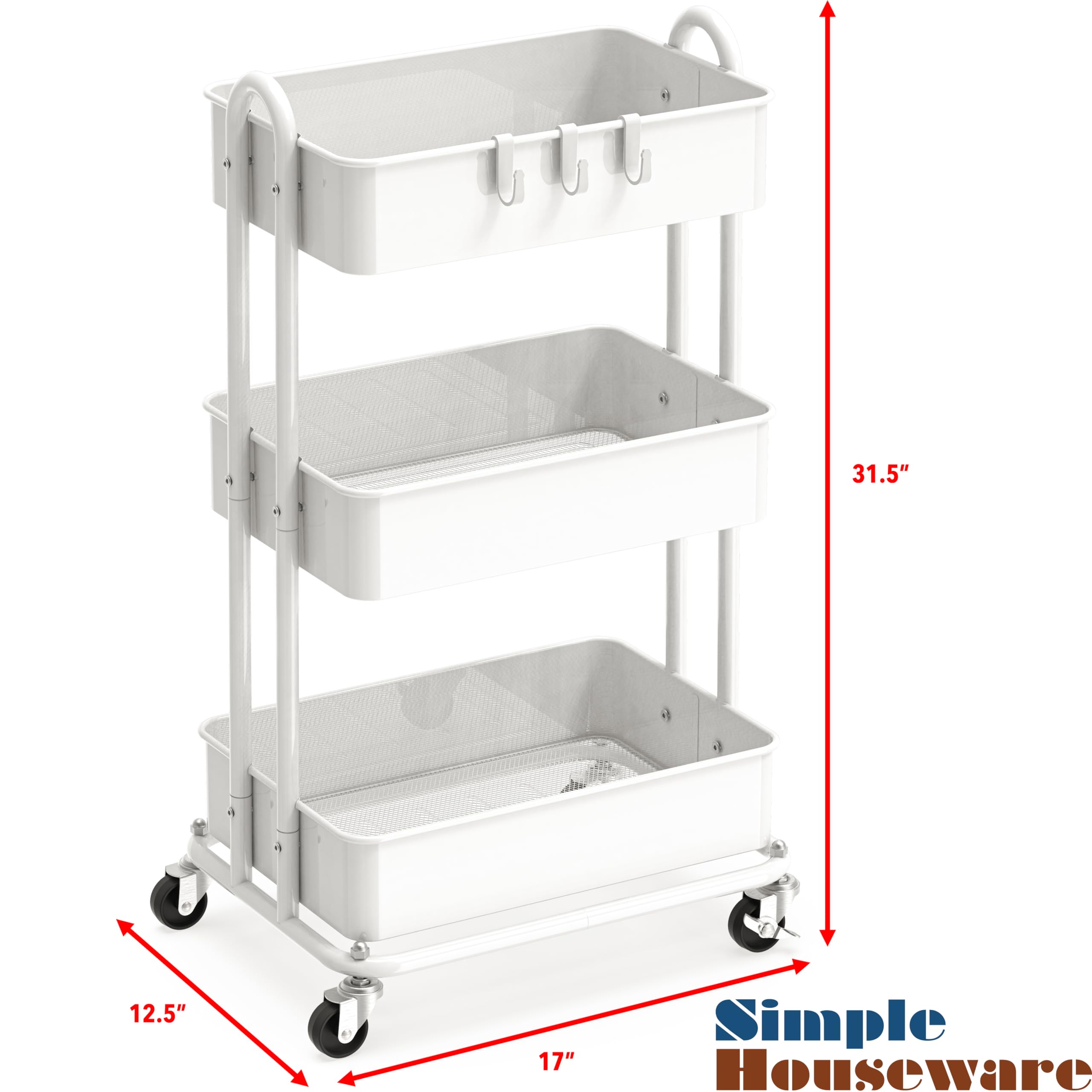 Simple Houseware curved top handle close-up for comfortable pushing and steering