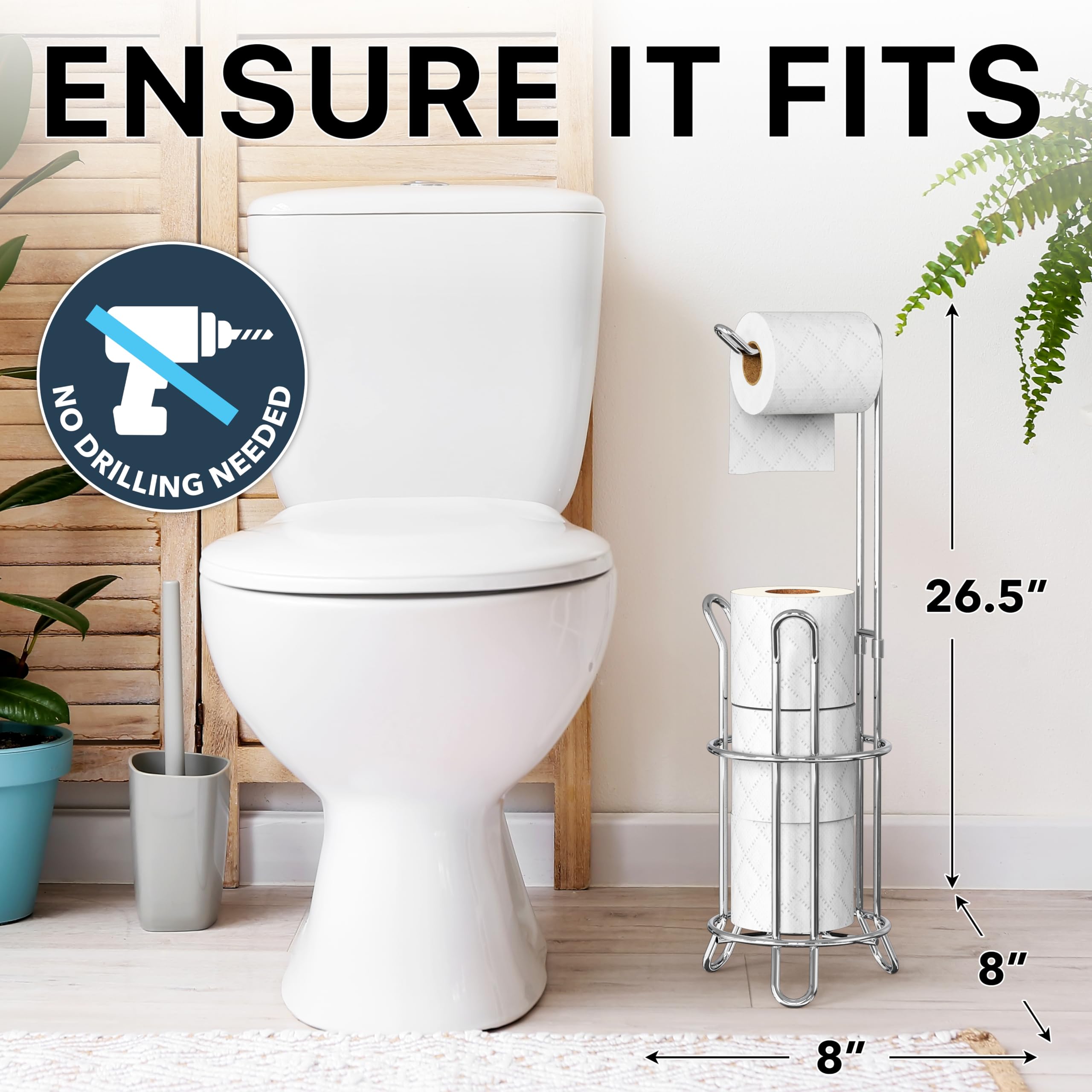 Simple Houseware showing upright column holding four spare rolls for easy access