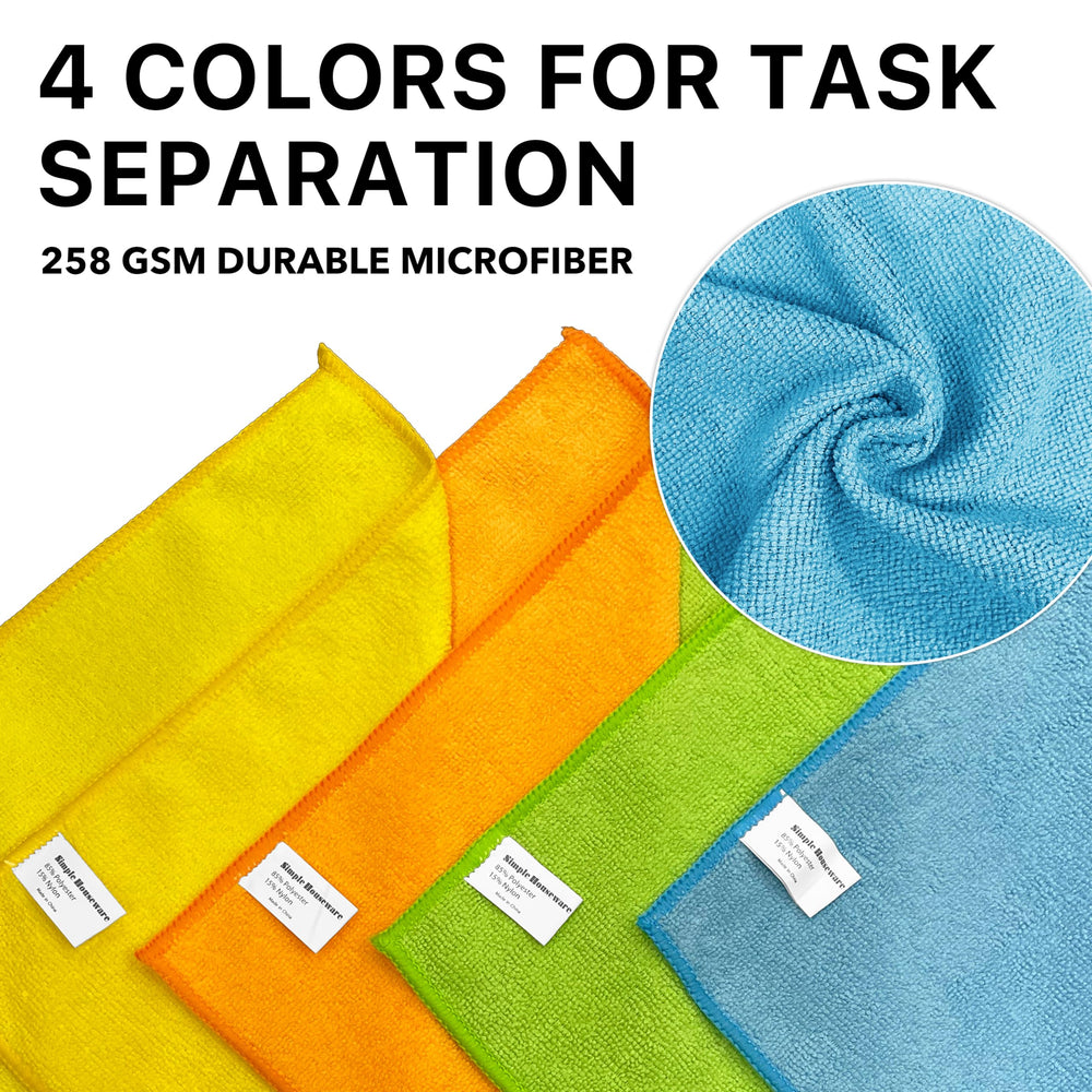 Simple Houseware paños organizados por color para separar tareas y evitar contaminación