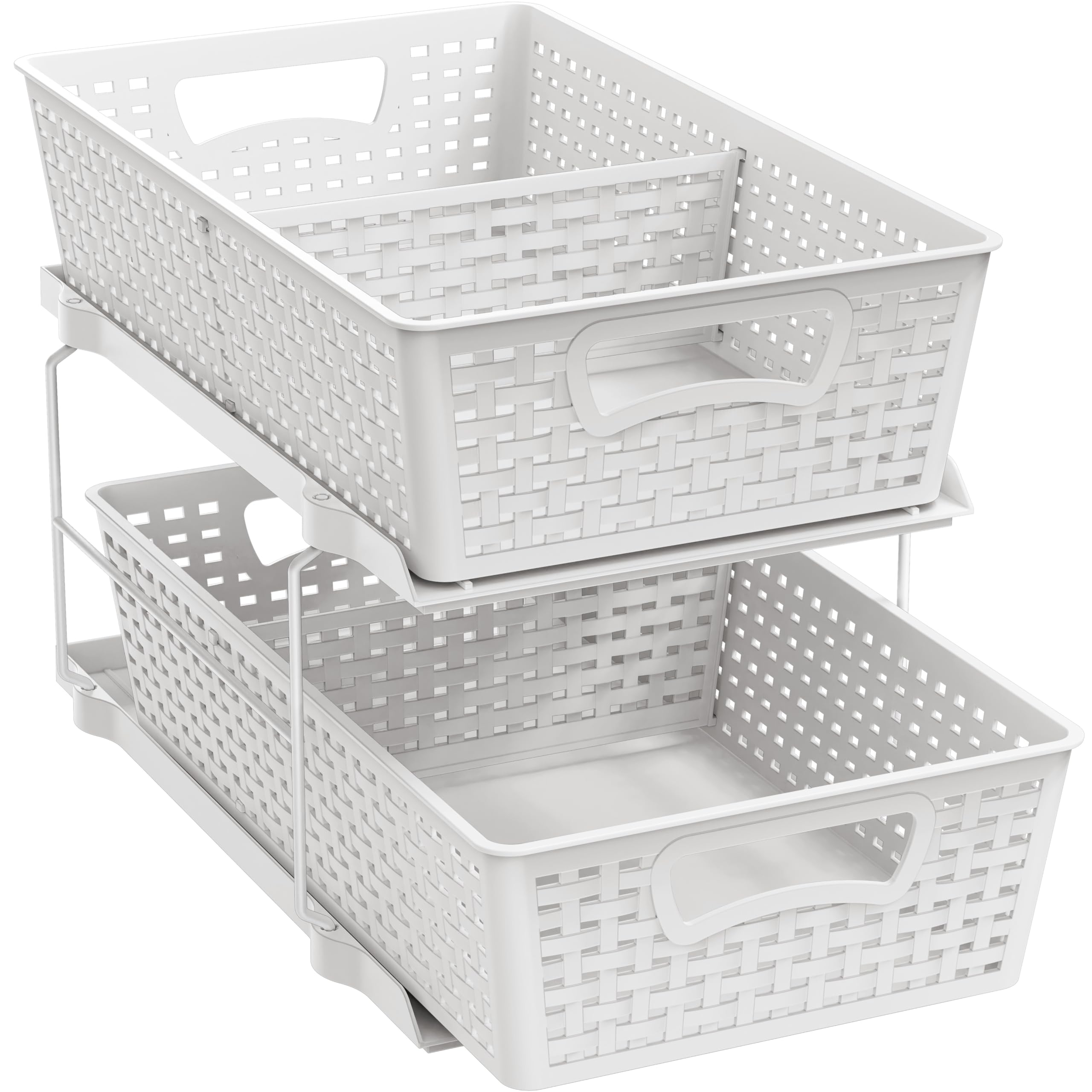 Simple Houseware front view showing white two-tier organizer and easy access