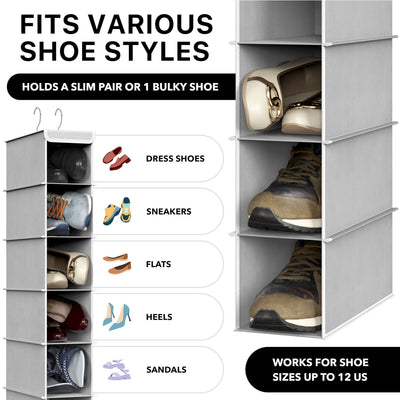 Simple Houseware organizer hung in closet holding shoes and accessories for better space use
