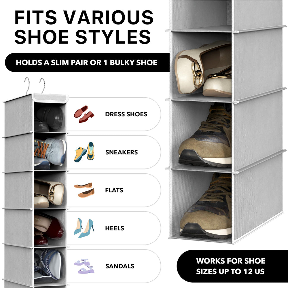 Simple Houseware organizer hung in closet holding shoes and accessories for better space use