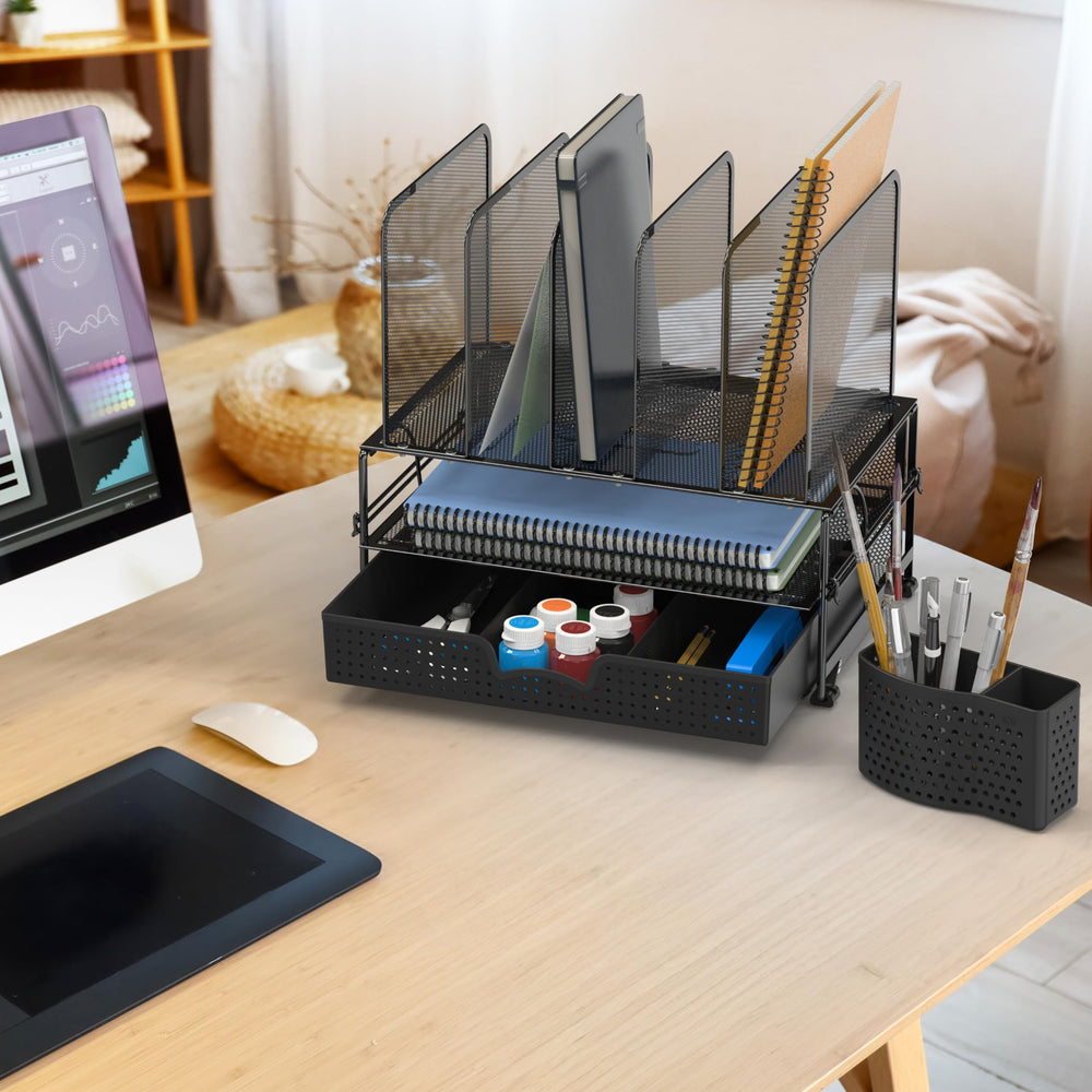Simple Houseware separadores verticales sosteniendo carpetas, mantiene documentos accesibles