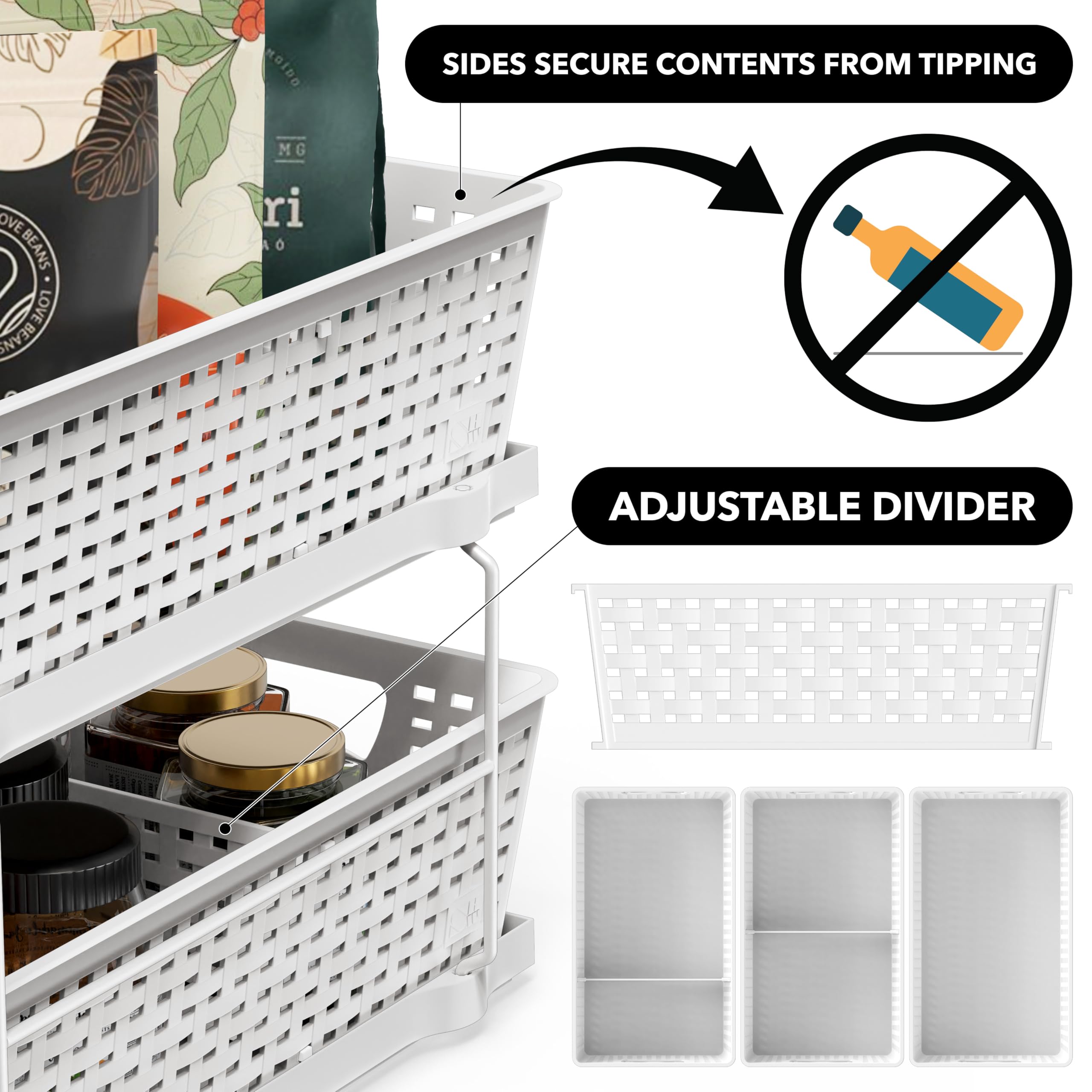 Simple Houseware side profile showing smooth pull-out track for quick access