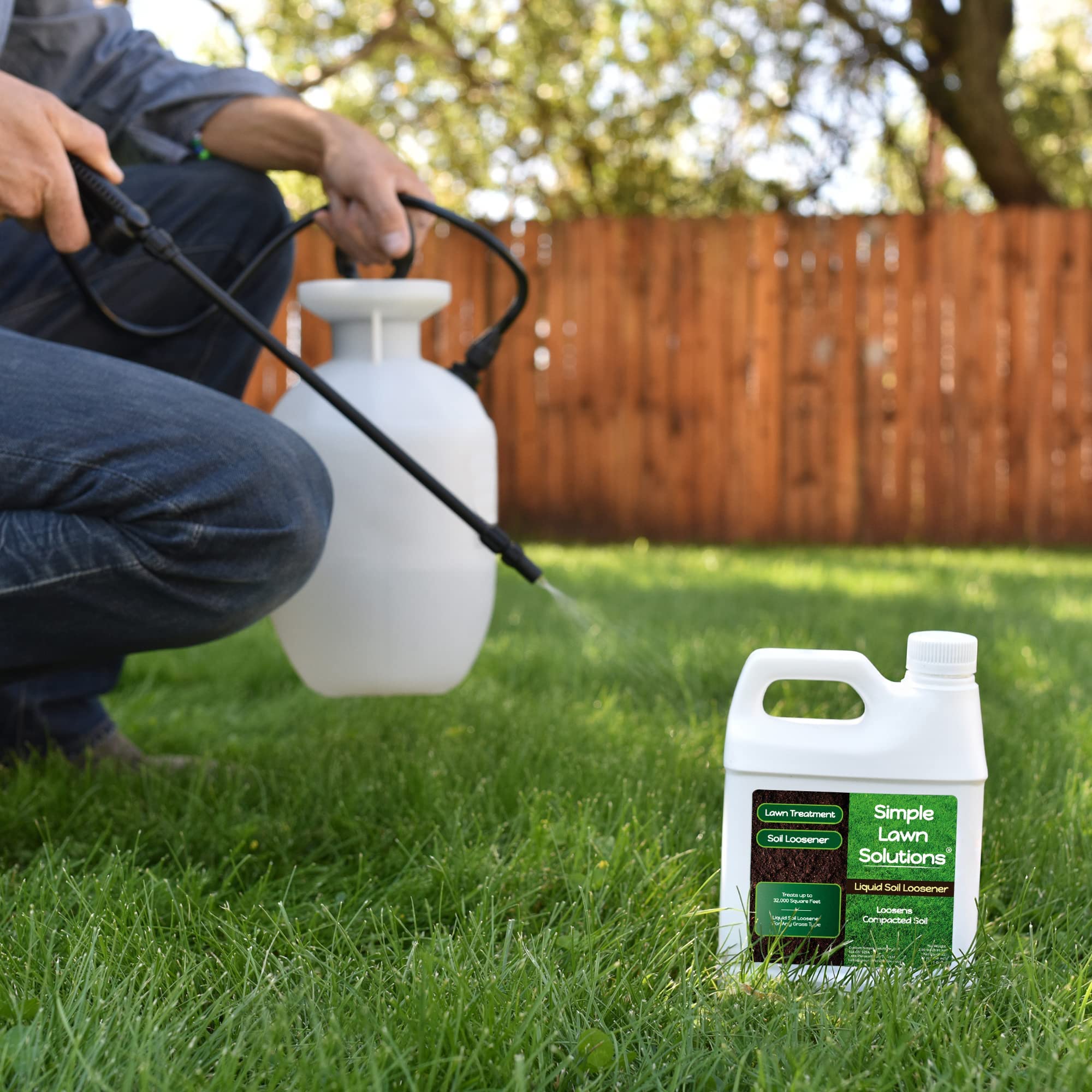 Simple Lawn Solutions used with a core aerator improving soil looseness benefit