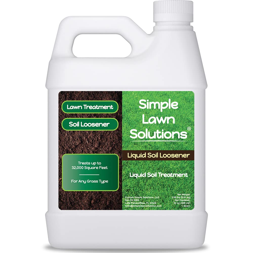 Simple Lawn Solutions bottle front view showing product and easy handling benefit